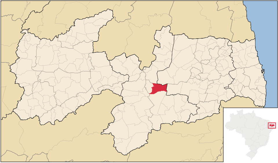 Mapa de localização de Gurjão em PB