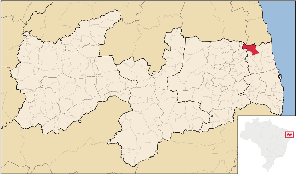 Mapa de localização de Jacaraú em PB