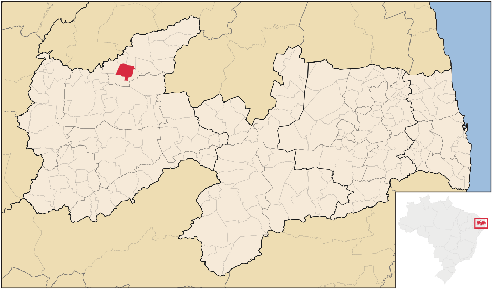 Mapa de localização de Jericó em PB