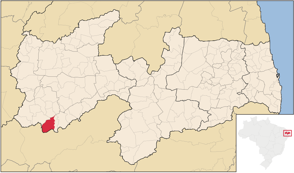 Mapa de localização de Manaíra em PB