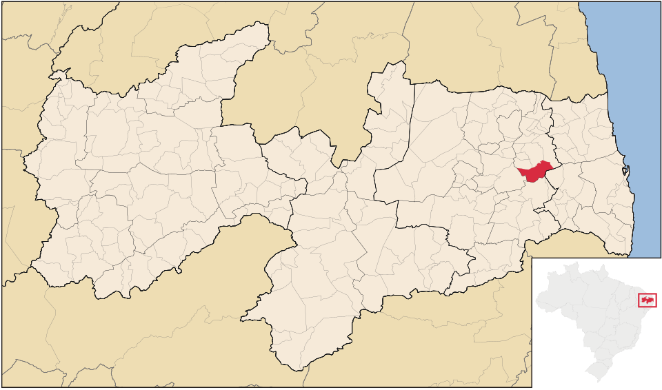 Mapa de localização de Mulungu em PB