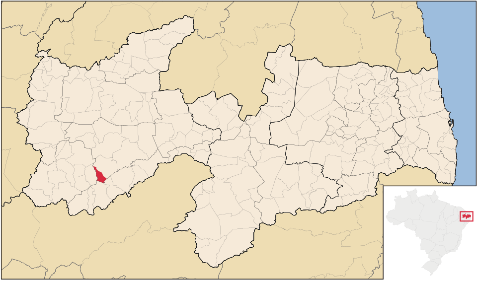 Mapa de localização de Nova Olinda em PB