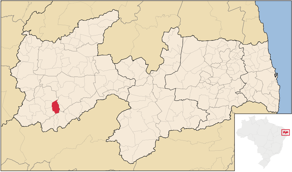 Mapa de localização de Pedra Branca em PB