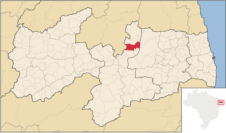 Mapa de localização de Pedra Lavrada em PB