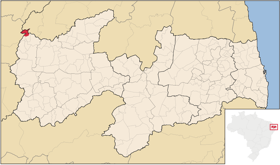 Mapa de localização de Poço Dantas em PB