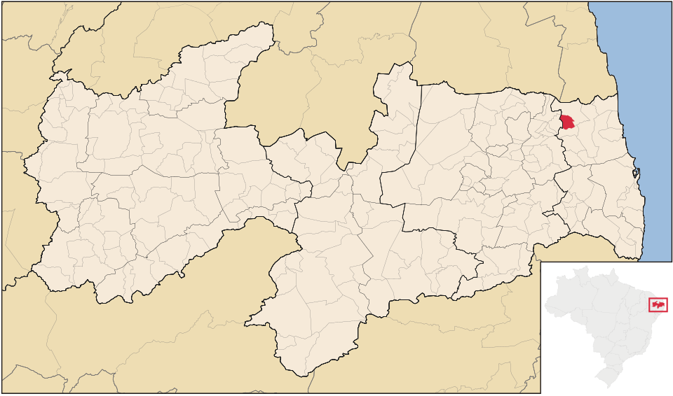 Mapa de localização de Pedro Régis em PB
