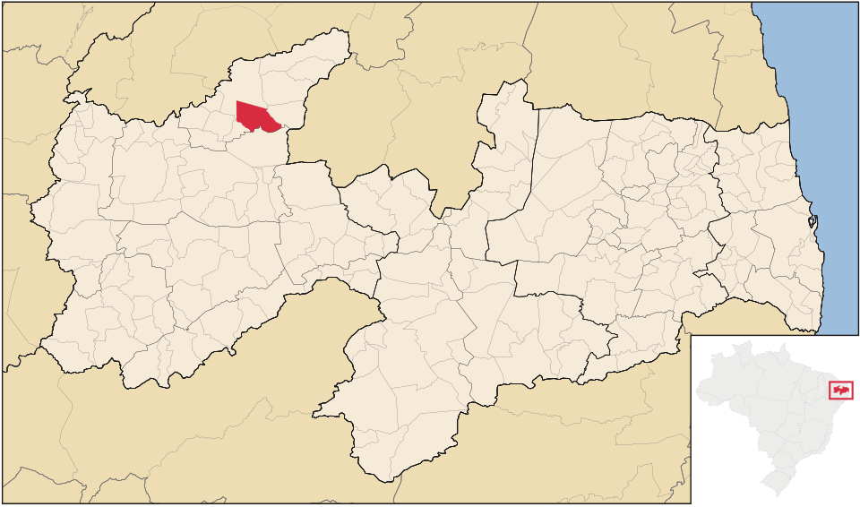 Mapa de localização de Riacho dos Cavalos em PB