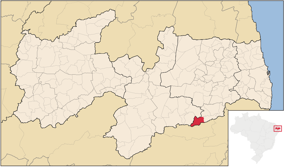 Mapa de localização de Santa Cecília em PB