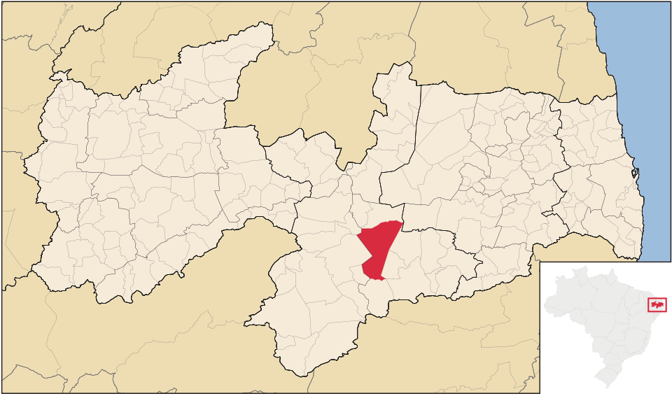 Mapa de localização de São João do Cariri em PB