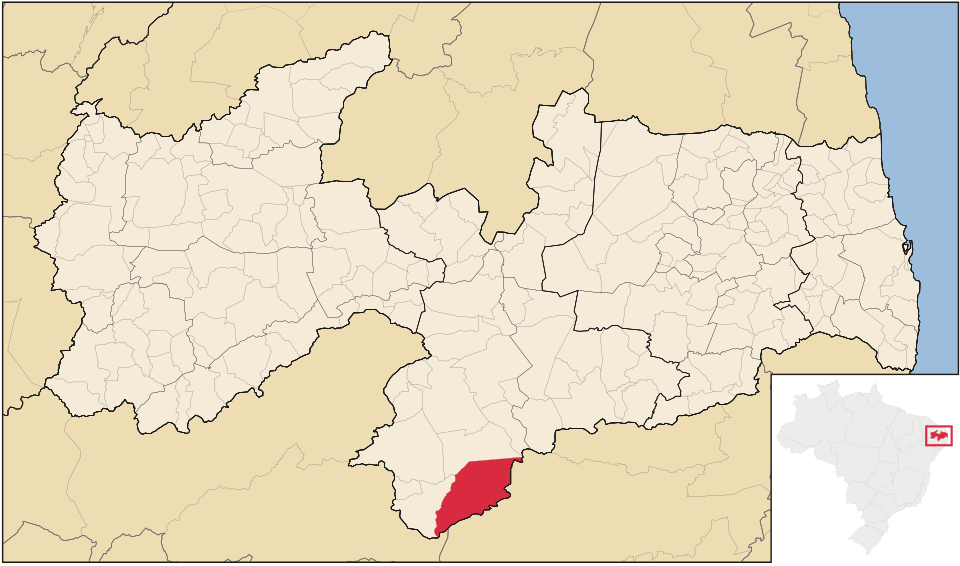 Mapa de localização de São João do Tigre em PB