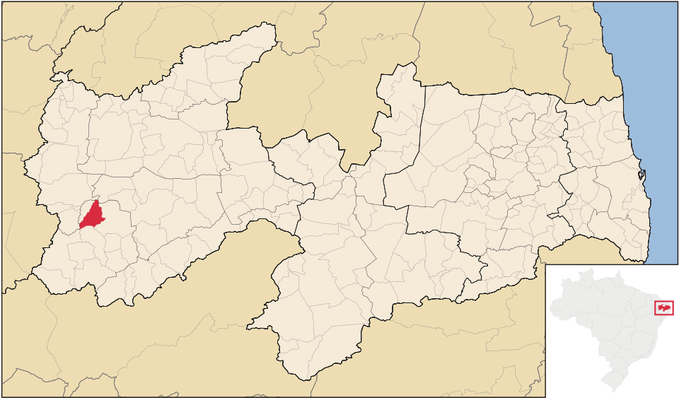 Mapa de localização de São José de Caiana em PB