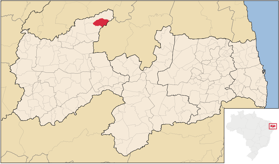 Mapa de localização de São José do Brejo do Cruz em PB