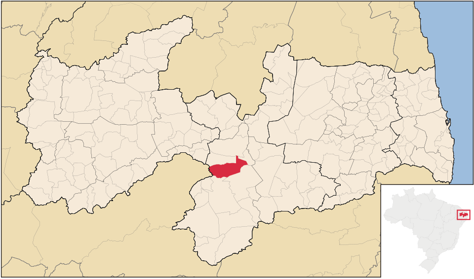 Mapa de localização de São José dos Cordeiros em PB