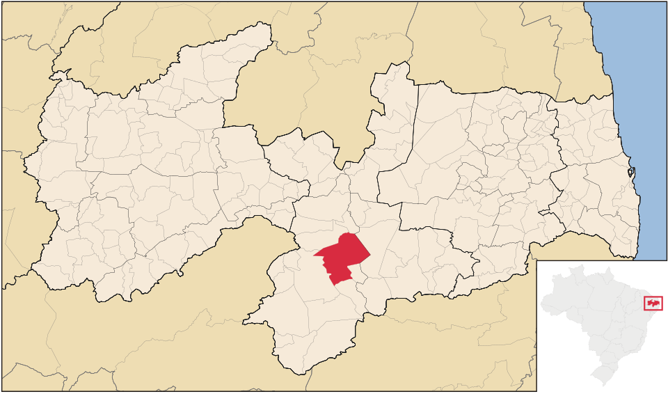 Mapa de localização de Serra Branca em PB