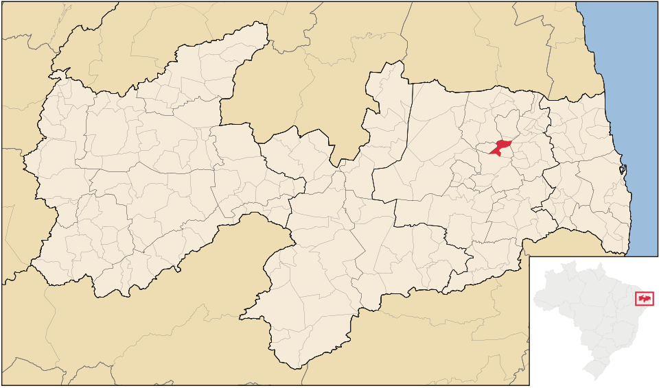 Mapa de localização de Serraria em PB