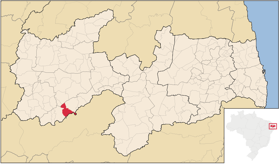 Mapa de localização de Tavares em PB