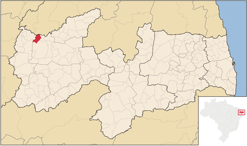 Mapa de localização de Vieirópolis em PB
