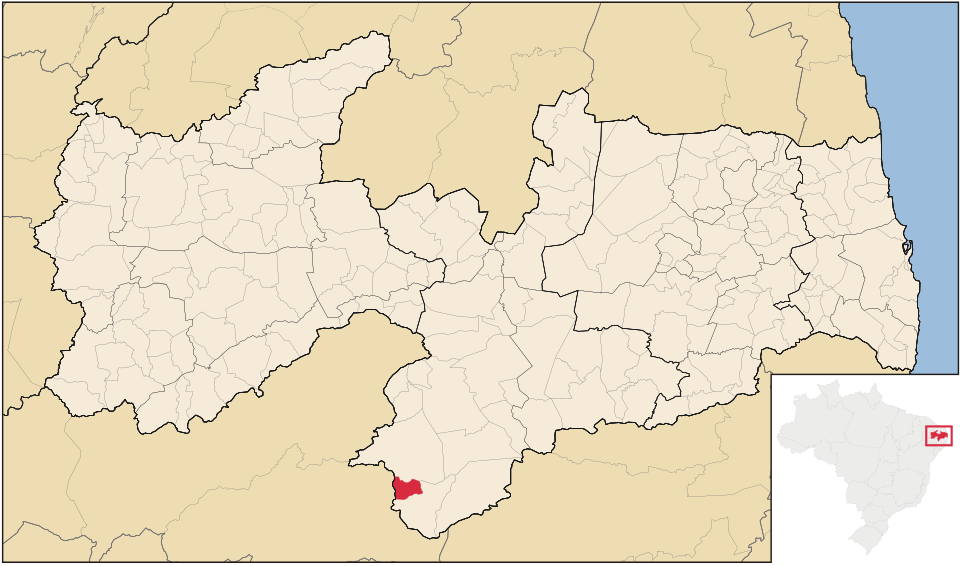 Mapa de localização de Zabelê em PB