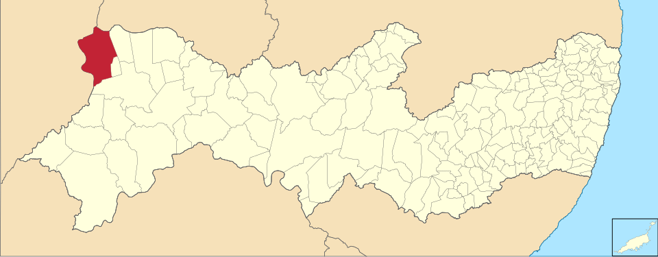 Mapa de localização de Araripina em PE