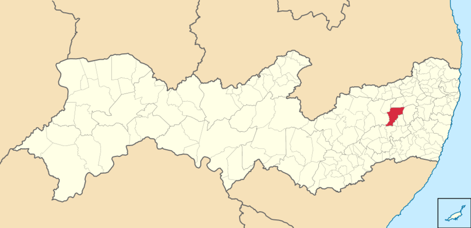 Mapa de localização de Bezerros em PE