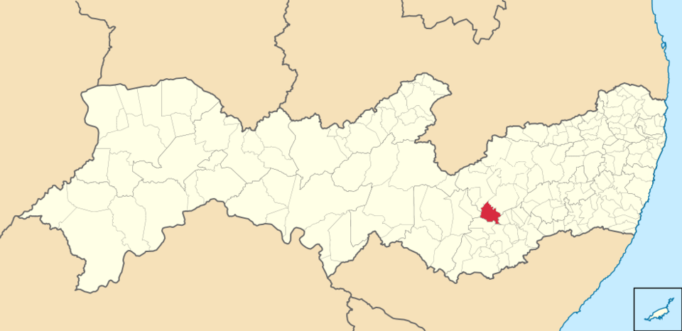 Mapa de localização de Capoeiras em PE