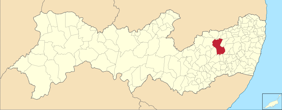 Mapa de localização de Caruaru em PE