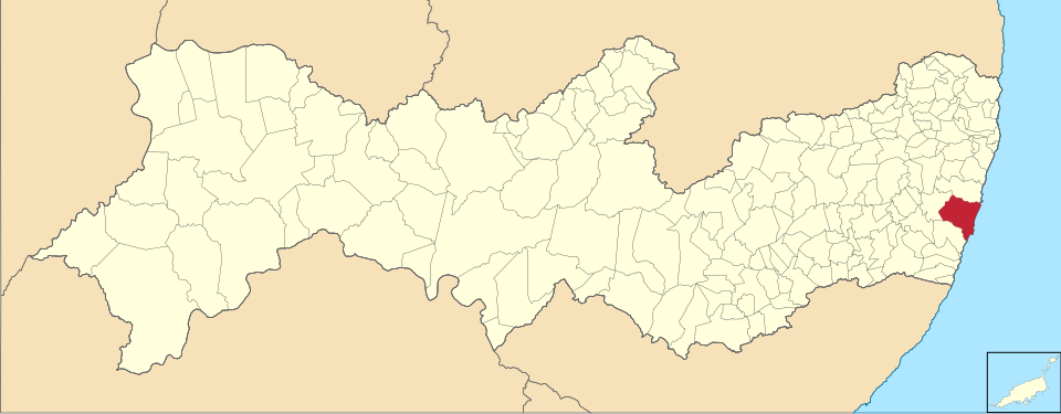 Mapa de localização de Ipojuca em PE