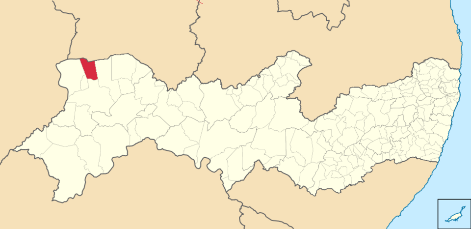 Mapa de localização de Ipubi em PE