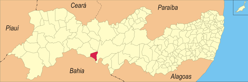 Mapa de localização de Itacuruba em PE