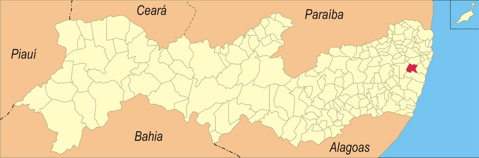 Mapa de localização de Moreno em PE