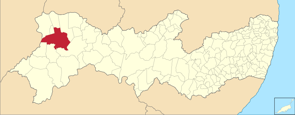 Mapa de localização de Ouricuri em PE