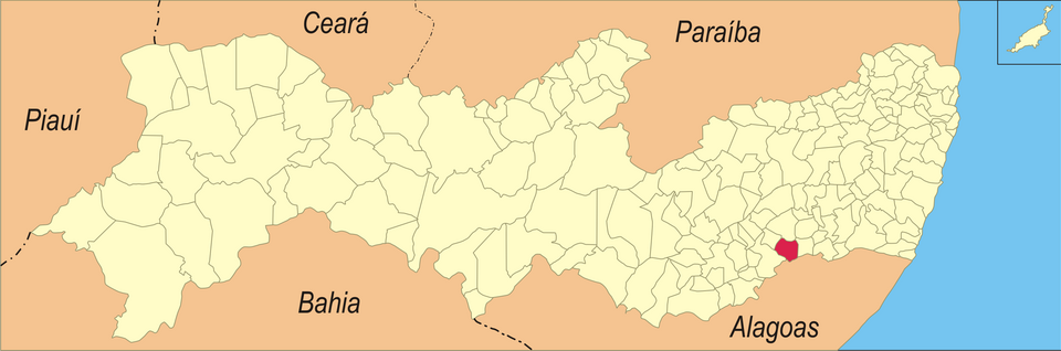 Mapa de localização de Quipapá em PE