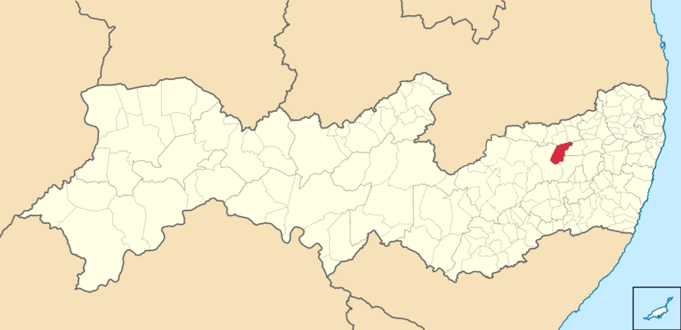 Mapa de localização de Riacho das Almas em PE