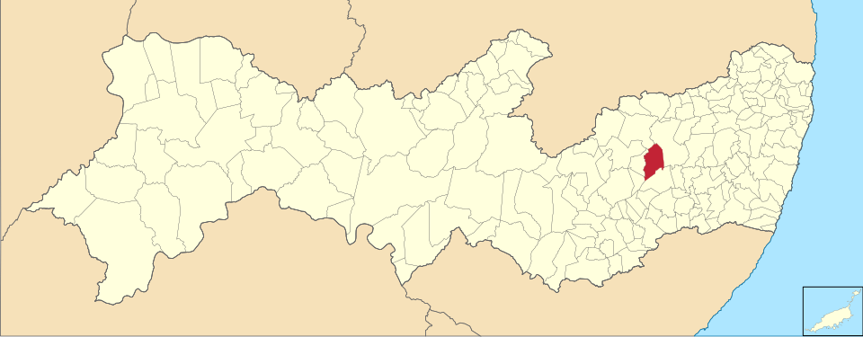 Mapa de localização de São Caitano em PE