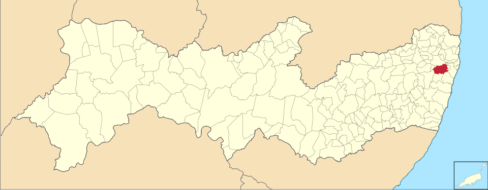 Mapa de localização de São Lourenço da Mata em PE