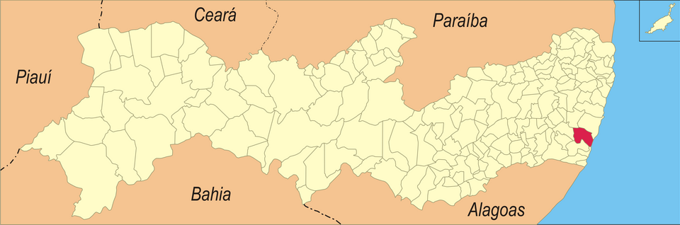 Mapa de localização de Sirinhaém em PE