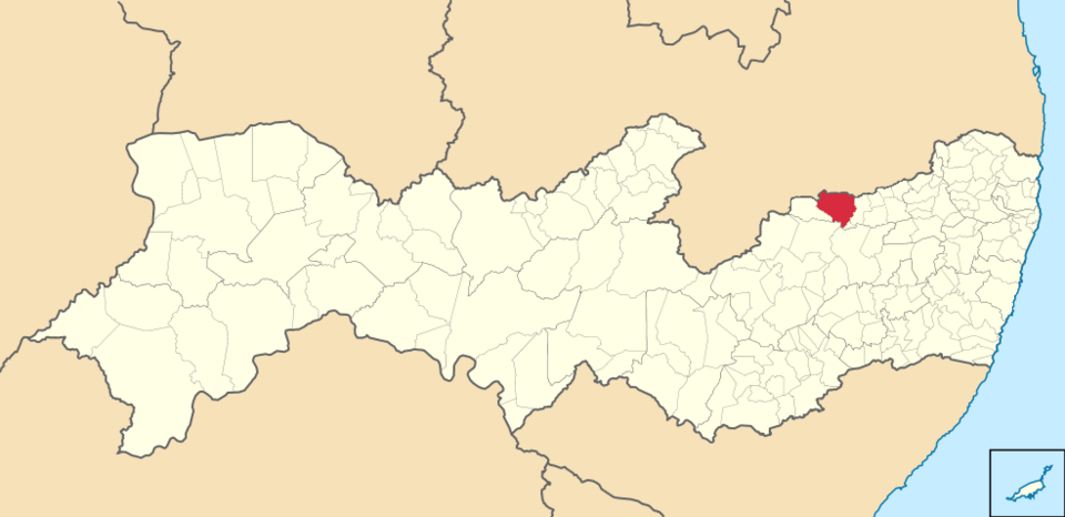 Mapa de localização de Taquaritinga do Norte em PE