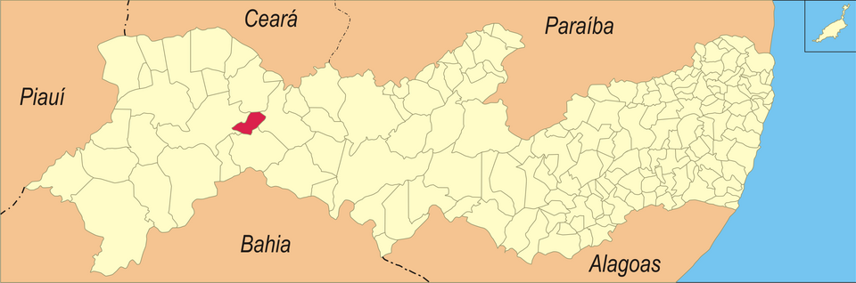 Mapa de localização de Terra Nova em PE