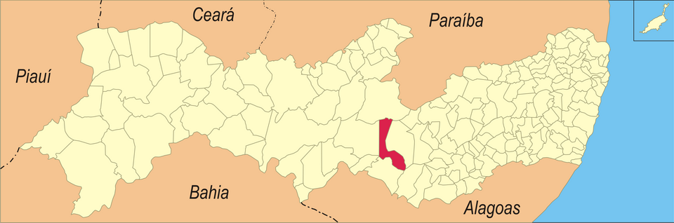 Mapa de localização de Tupanatinga em PE