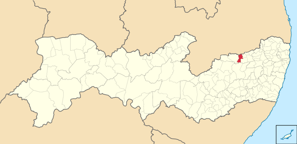 Mapa de localização de Vertentes em PE