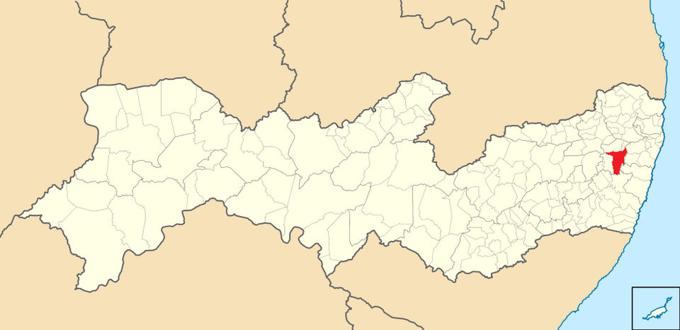 Mapa de localização de Vitória de Santo Antão em PE