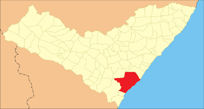 Mapa de localização de Coruripe em AL