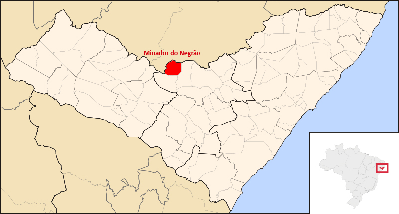 Mapa de localização de Minador do Negrão em AL