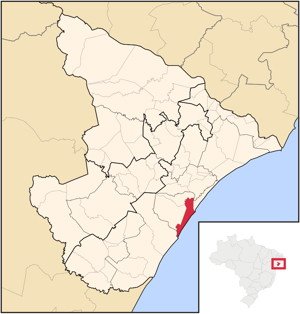 Mapa de localização de Aracaju em SE
