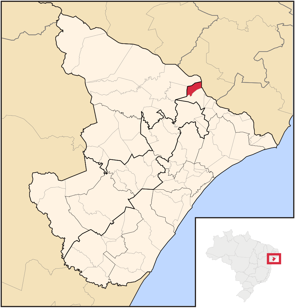Mapa de localização de Nossa Senhora de Lourdes em SE