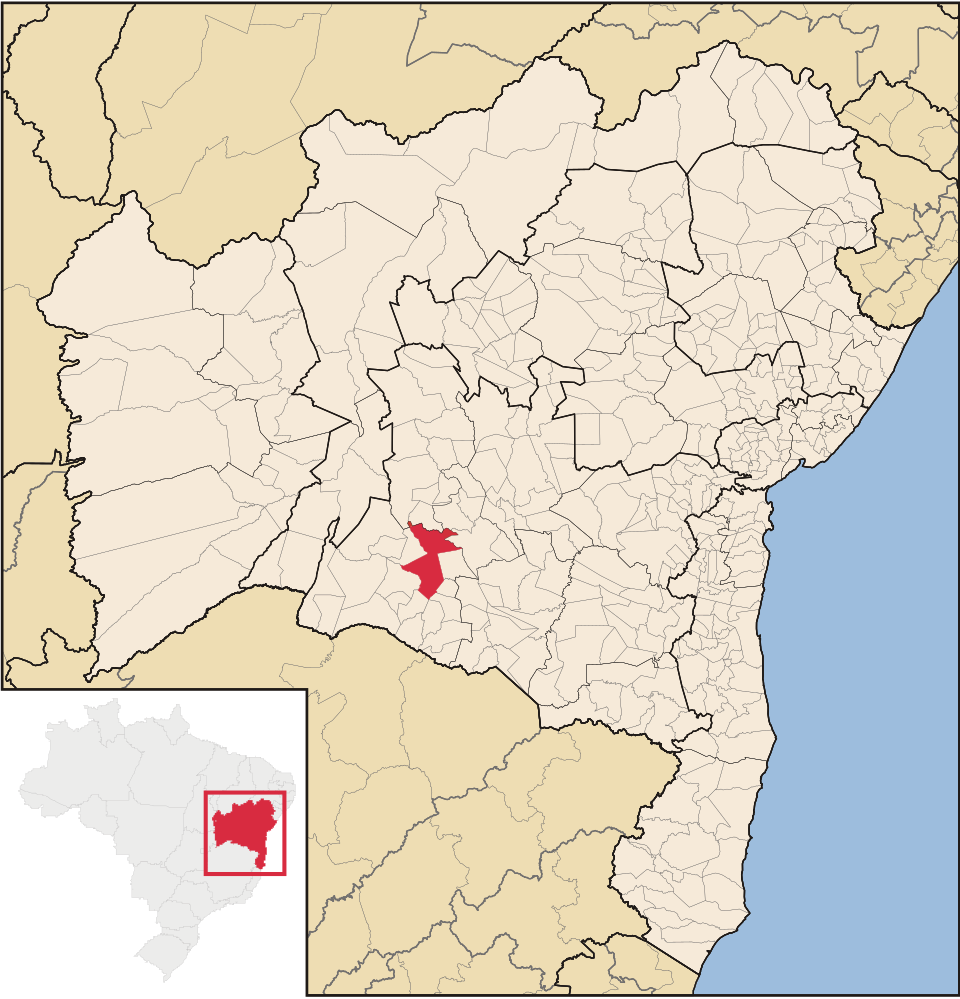 Mapa de localização de Caetité em BA