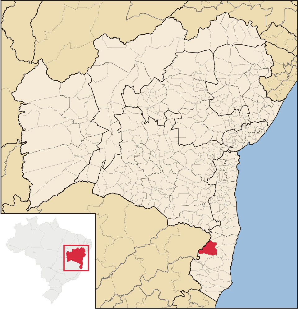 Mapa de localização de Guaratinga em BA