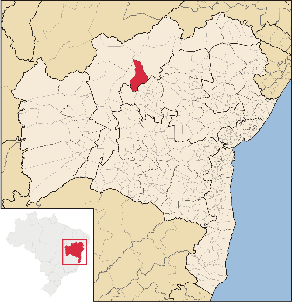 Mapa de localização de Itaguaçu da Bahia em BA