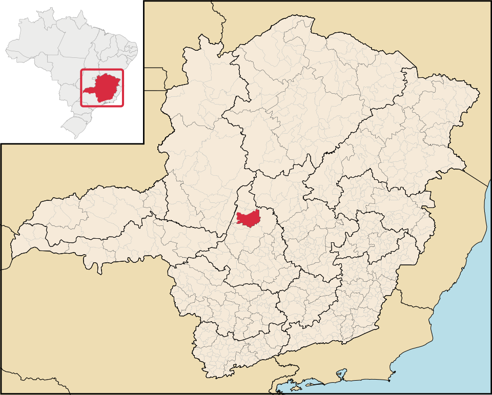 Mapa de localização de Abaeté em MG