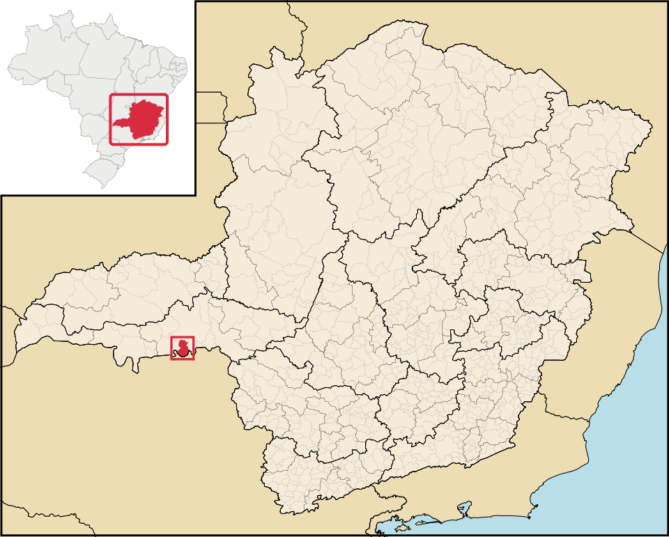 Mapa de localização de Água Comprida em MG